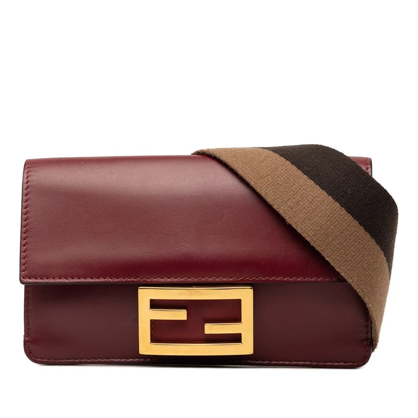 Fendi Mini Leather Flat Baguette Crossbody