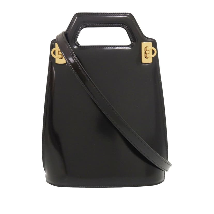 Salvatore Ferragamo Mini Brushed Calfskin Gancini North South Wanda Top Handle Bag
