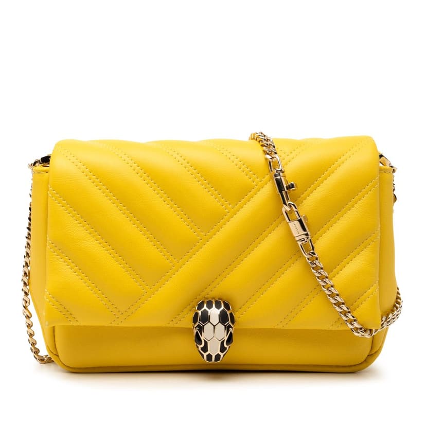 Bvlgari Leather Serpenti Cabochon Chain Crossbody