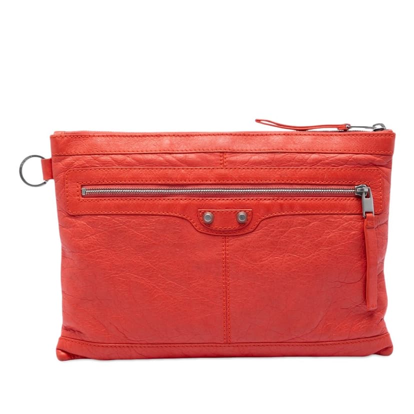 Balenciaga Lambskin Motocross Classic Clip M Clutch