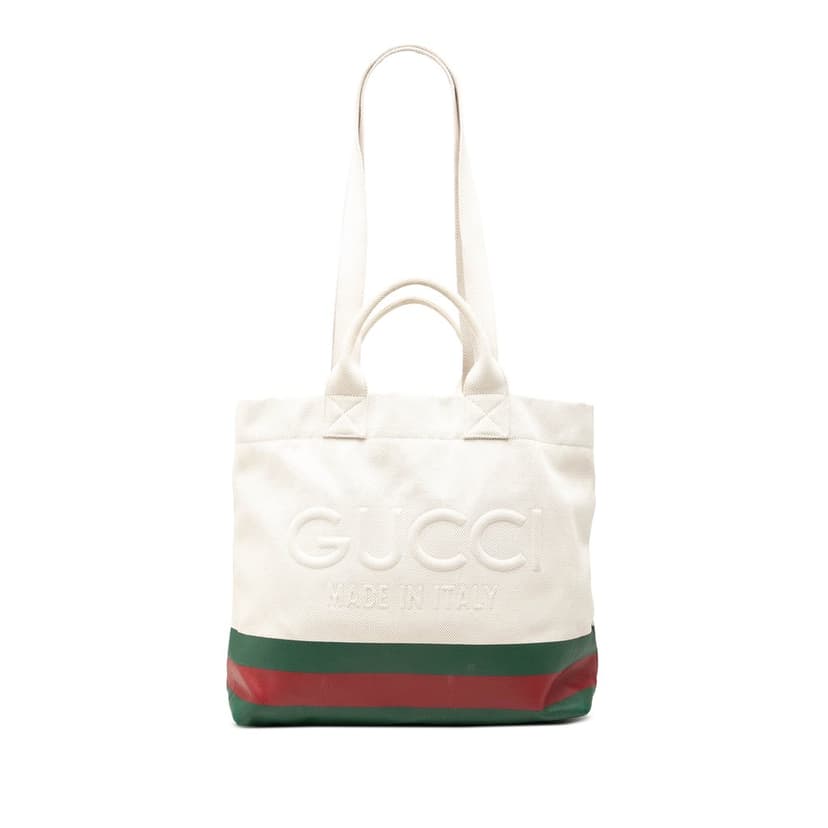 Gucci Canvas Web Embossed Logo Tote