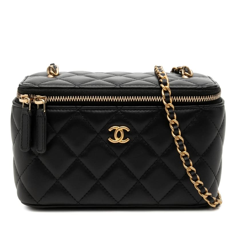 Chanel Small Quilted Lambskin Pearl Crush Vanity Case with Chain