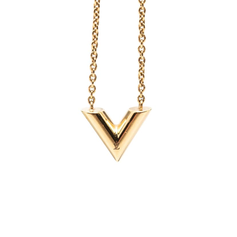 Louis Vuitton Gold Plated Essential V Necklace