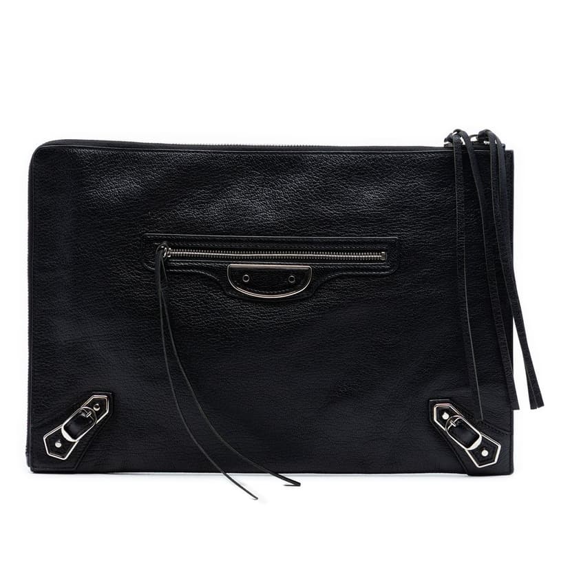 Balenciaga Goatskin Motocross Classic Metallic Edge Clutch