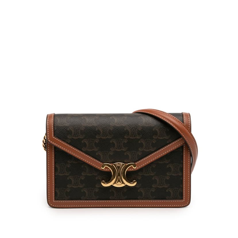 Celine Triomphe Coated Canvas Margo Wallet on Chain