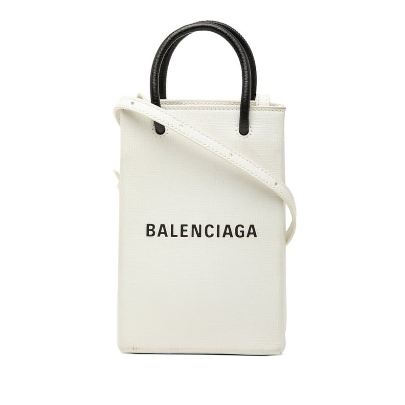 Balenciaga Mini Calfskin Logo Shopping Phone Holder