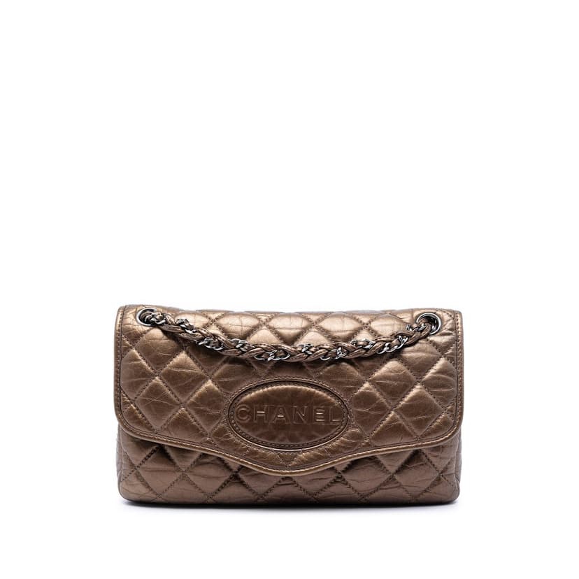 Chanel Quilted Metallic Aged Calfskin Vintage Ligne Flap