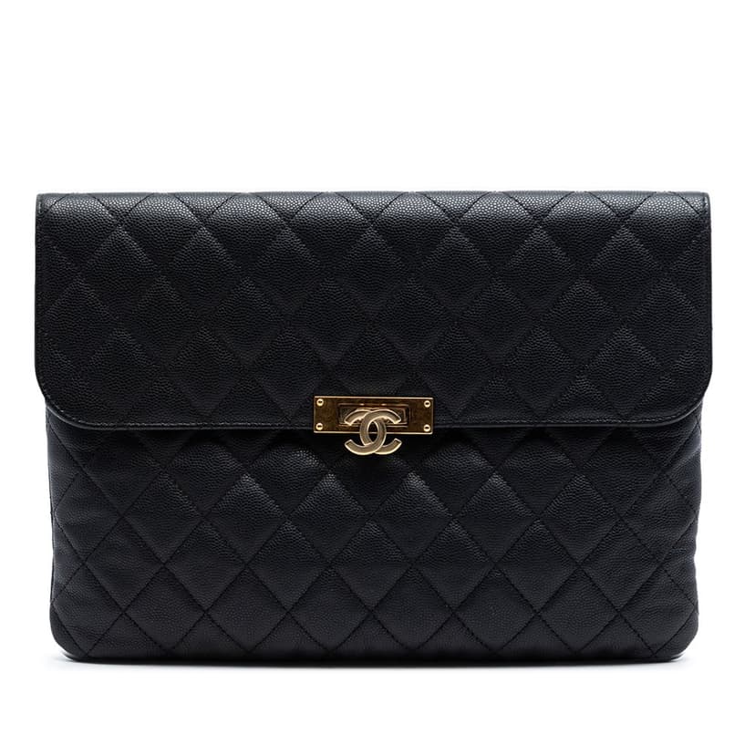 Chanel Medium Quilted Caviar Golden Class O Case Clutch