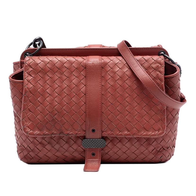 Bottega Veneta Nappa Intrecciato Double Sided Flap Messenger Bag
