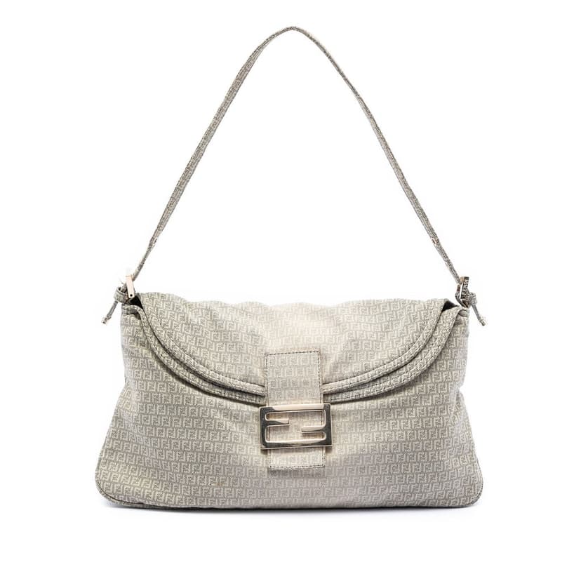 Fendi Micro Zucchino Canvas Double Flap Shoulder Bag