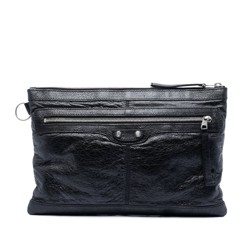 Balenciaga Lambskin Motocross Classic Clip M Clutch
