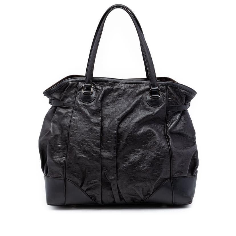 Gucci Embossed Leather Horsebit Full Moon Tote