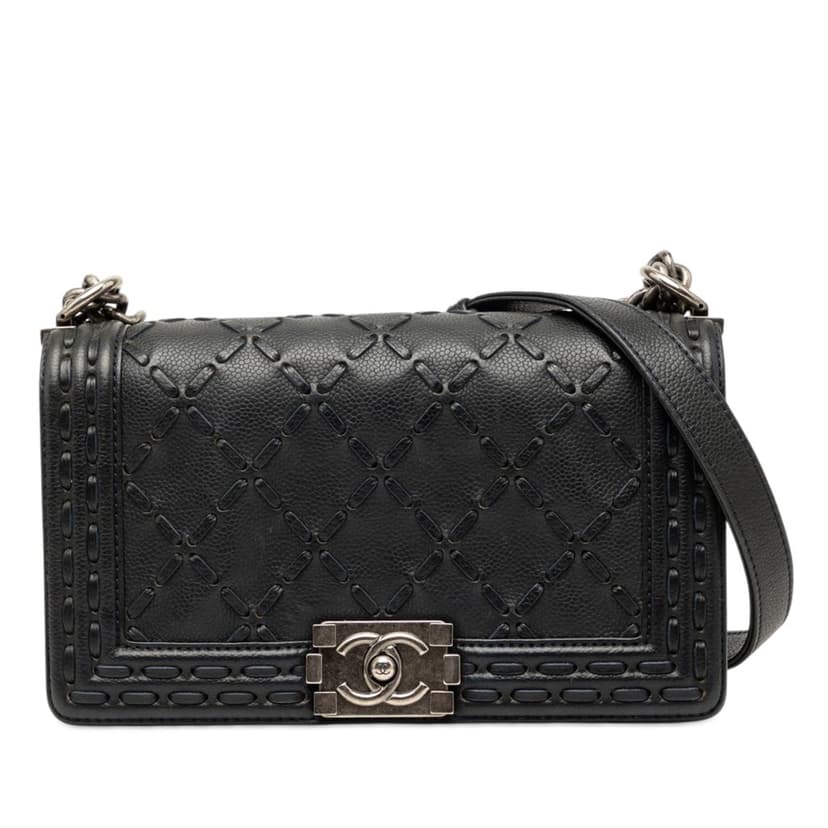 Chanel غطاء متوسط الحجم بتصميم كافيار مخيط للأولاد