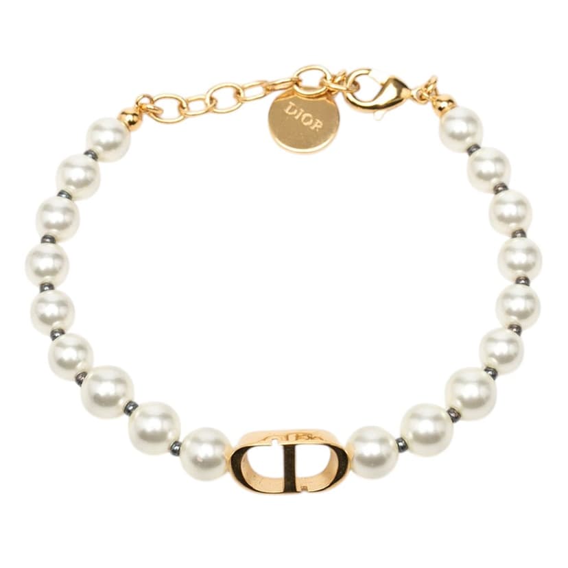 Dior Gold Plated Resin Pearl 30 Montaigne Bracelet