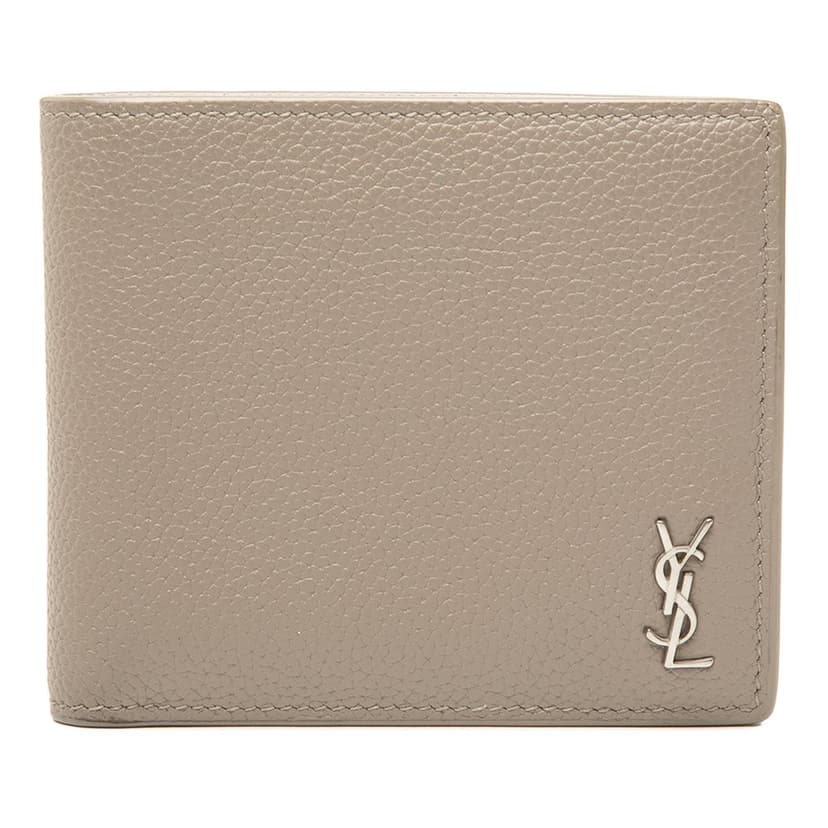 Saint Laurent Grained Leather Tiny Cassandre Bifold Wallet
