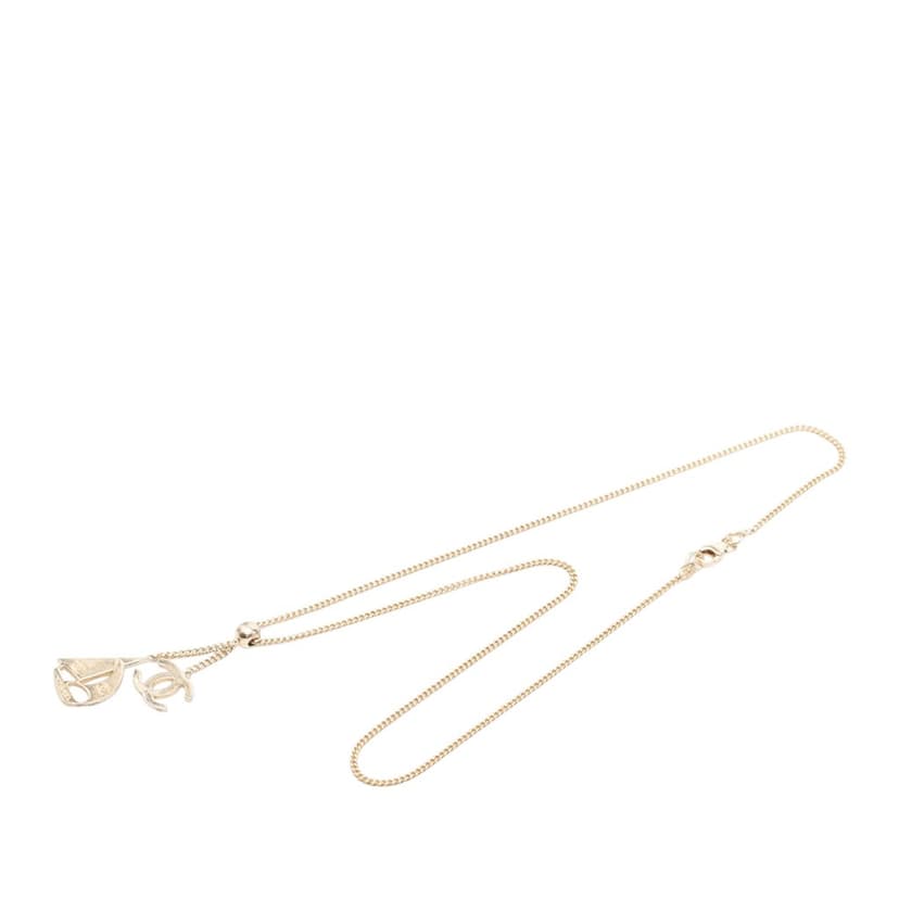 Chanel CC Gold Plated Sailboat Pendant Necklace