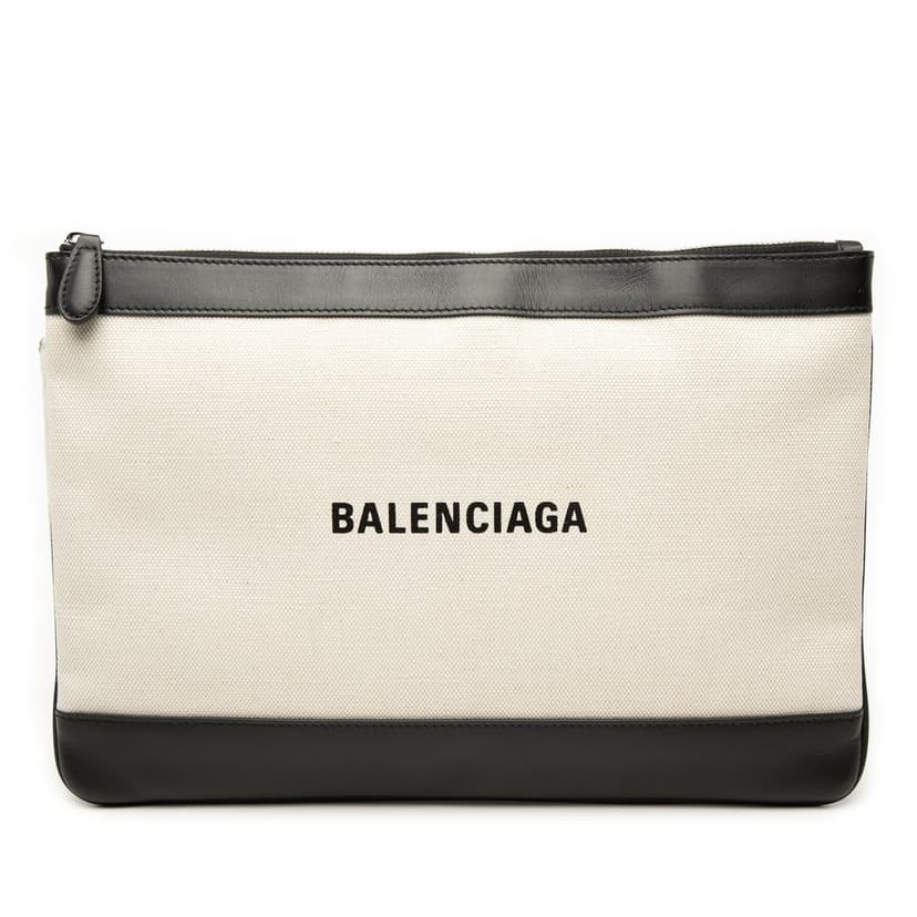 Balenciaga حقيبة يد قماشية زرقاء داكنة بمشبك متوسط