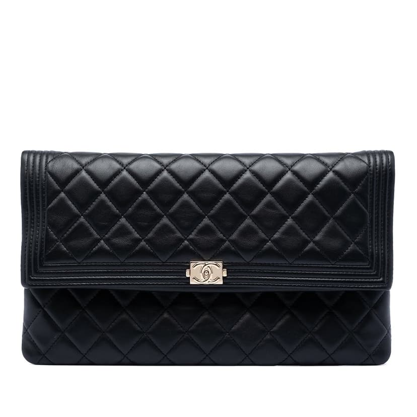 Chanel CC Quilted Lambskin Beauty Foldover Boy Clutch