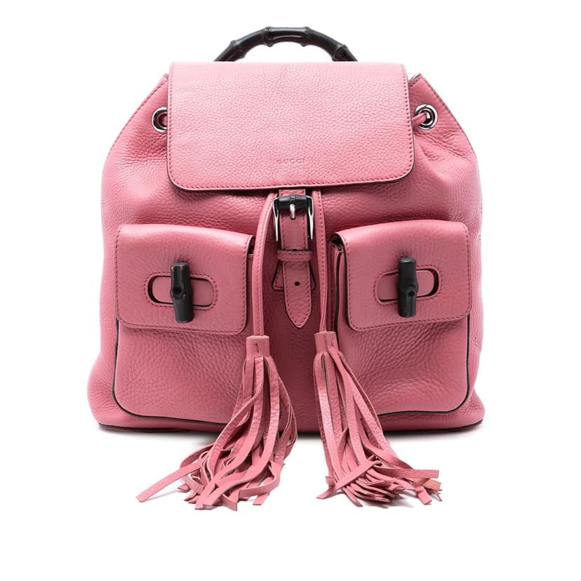 Gucci Leather Bamboo Tassel Backpack