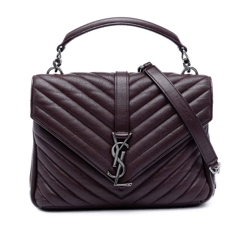 Saint Laurent Medium Chevron Sheepskin Monogram College Satchel