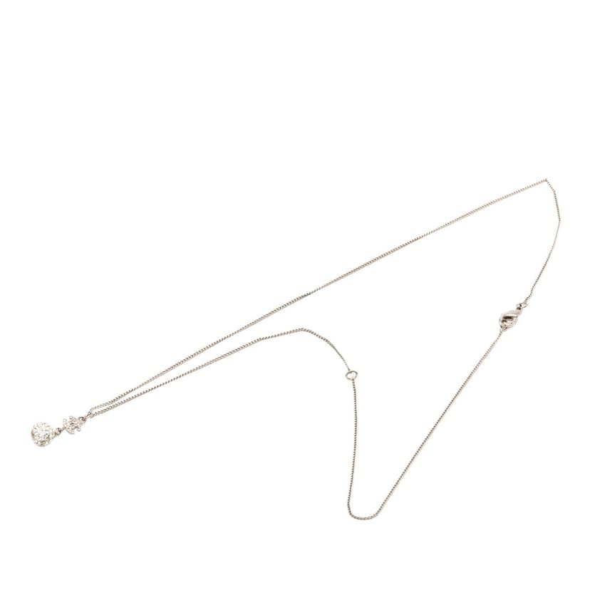 Chanel CC Brass Strass Ball Pendant Necklace