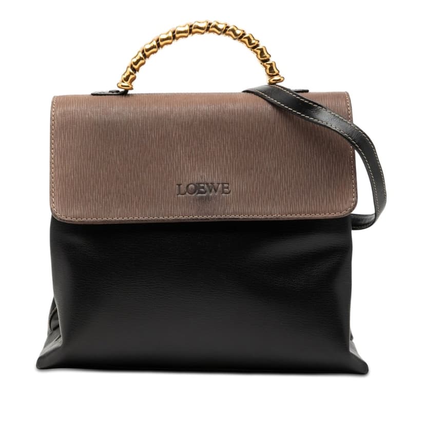 Loewe Bicolor Leather Velazquez Twist Top Handle Bag