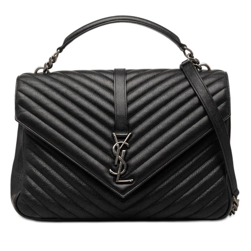 Saint Laurent Large Chevron Sheepskin Monogram College Bag