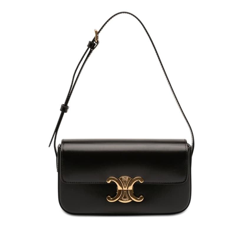 Celine Shiny Calfskin Triomphe Claude Shoulder Bag