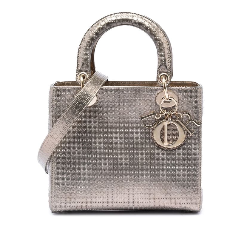 Dior Medium Metallic Patent Microcannage Lady Dior