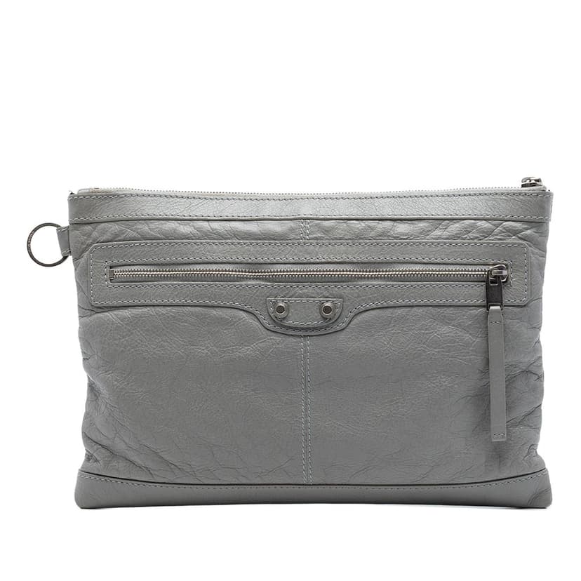 Balenciaga Lambskin Motocross Classic Clip M Clutch
