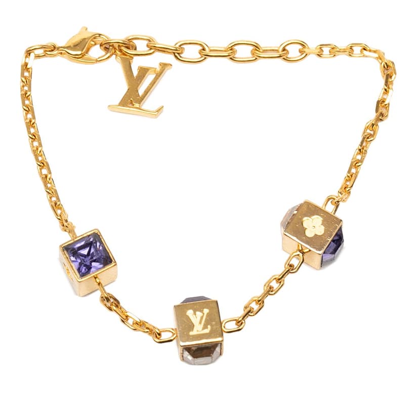 Louis Vuitton Gold Plated Gamble Strass Bracelet