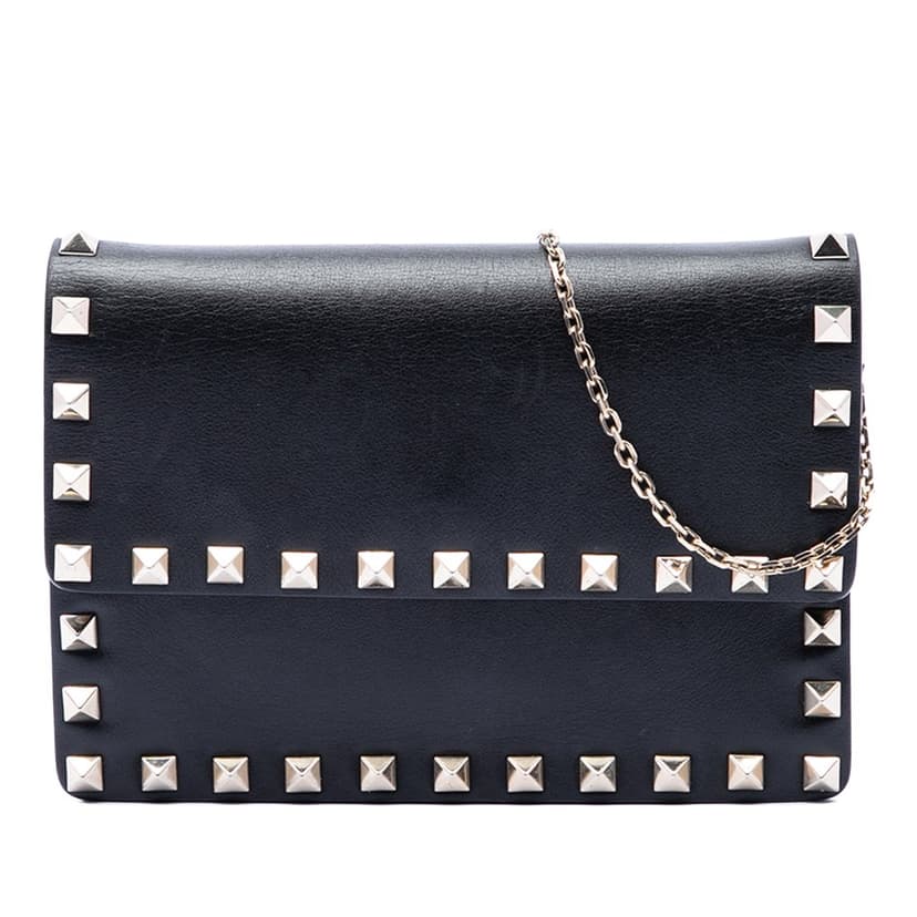 Valentino Leather Rockstud Clutch on Chain