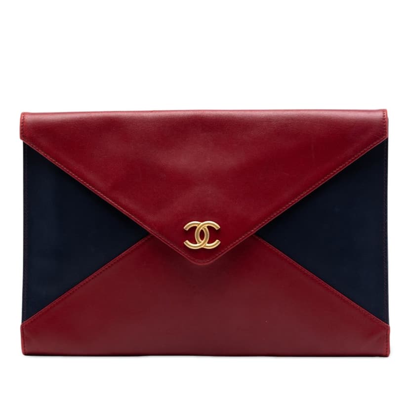 Chanel حقيبة يد كبيرة من جلد الخروف بلونين