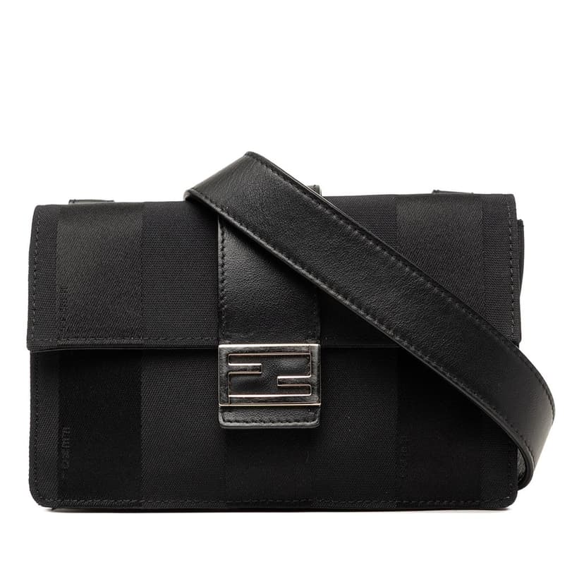 Fendi Pequin Nylon Convertible Baguette Pouch