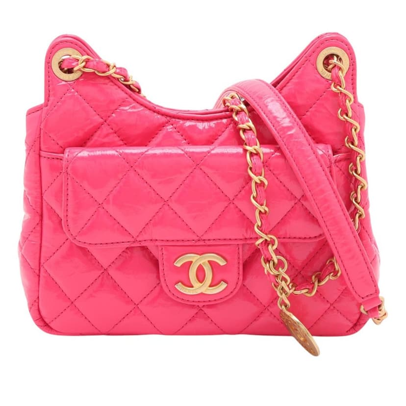 Chanel Medium Shiny Crumpled Calfskin Wavy CC Hobo