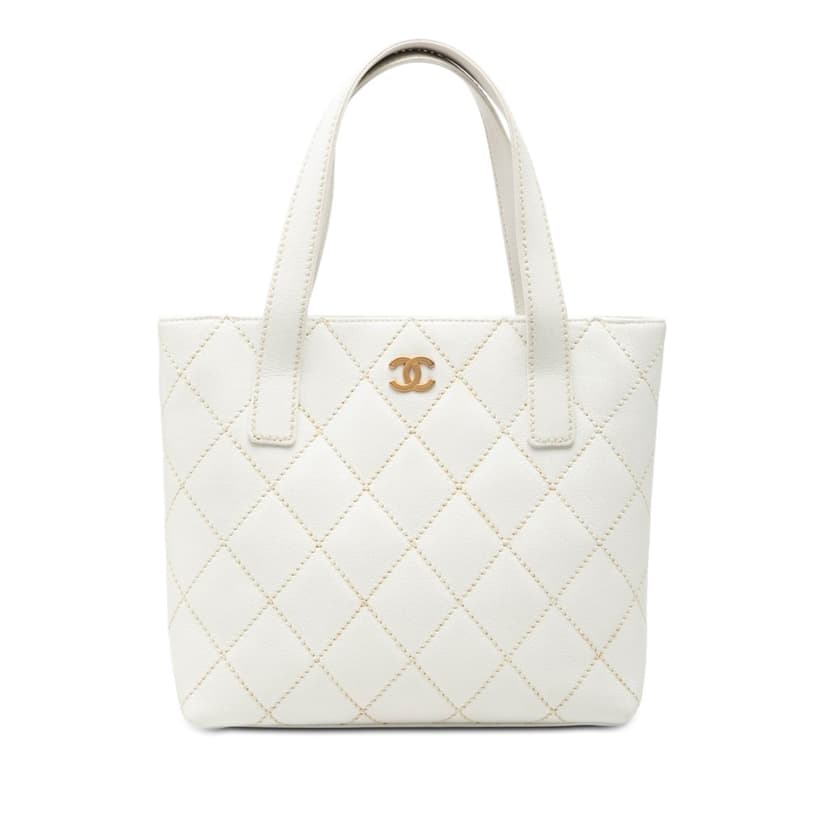 Chanel Small CC Quilted Calfskin Wild Stitch Tote