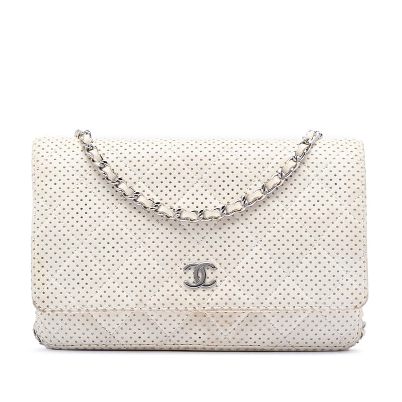 Chanel CC Quilted Perforated Lambskin Wallet On Chain