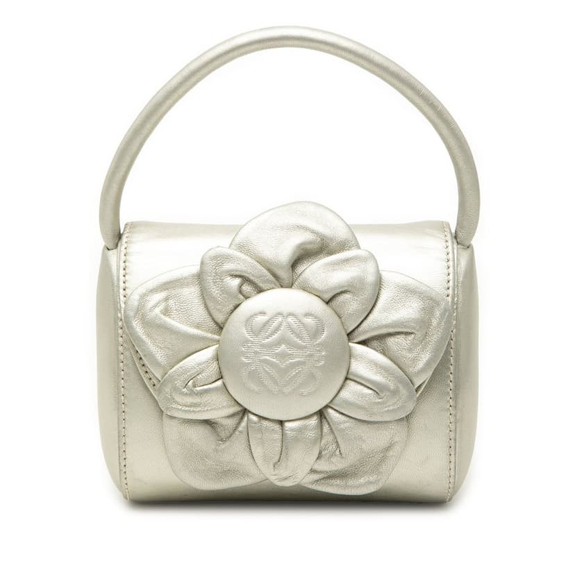 Loewe Metallic Leather Anagram Flower Handbag