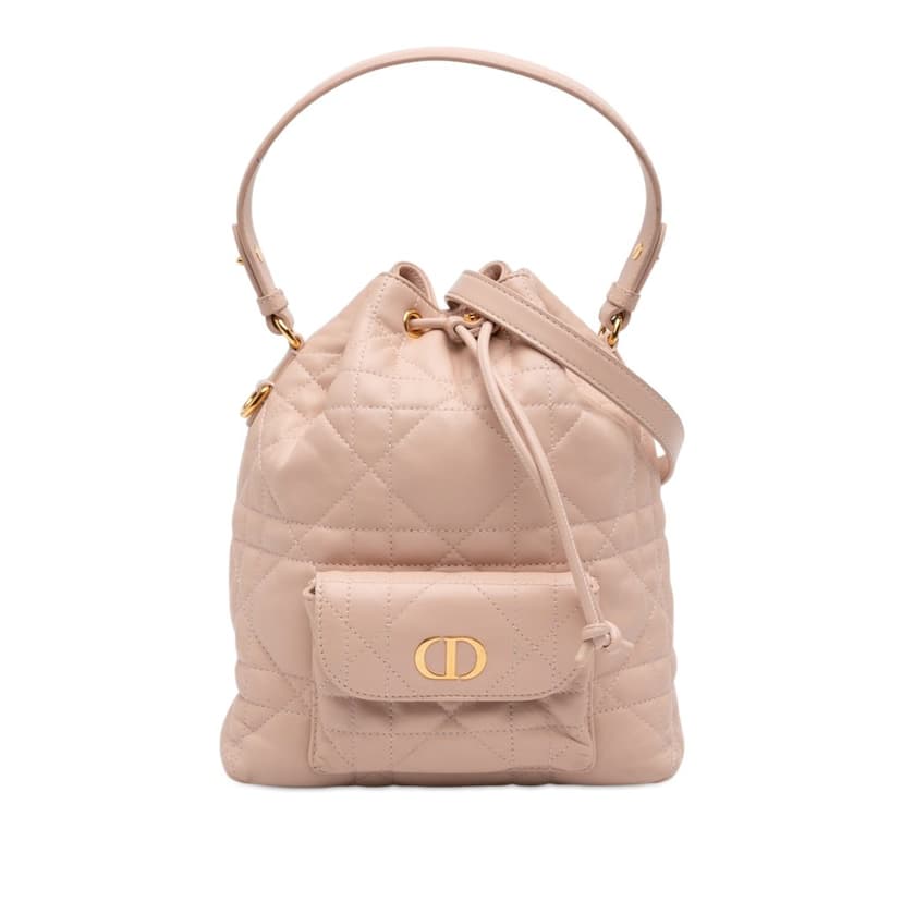 Dior Small Lambskin Macrocannage Caro Bucket Bag