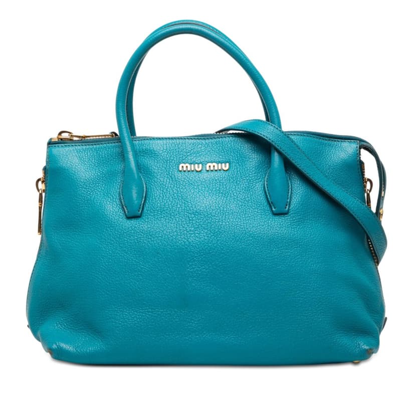 Miu Miu Goatskin Madras Convertible Side Zip Satchel