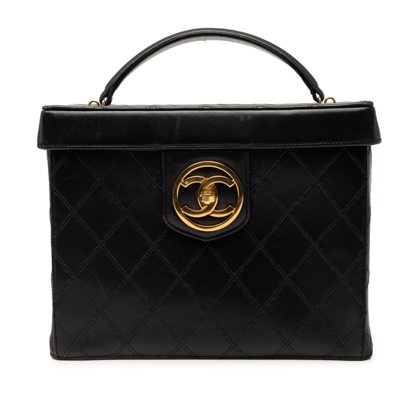 Chanel CC Stitched Calfskin Turnlock Vanity Case