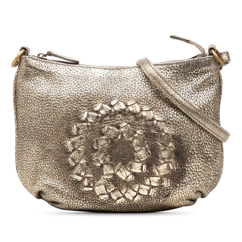 Bottega Veneta Metallic Intrecciato Trimmed Cervo Deerskin Illusion Shoulder Bag