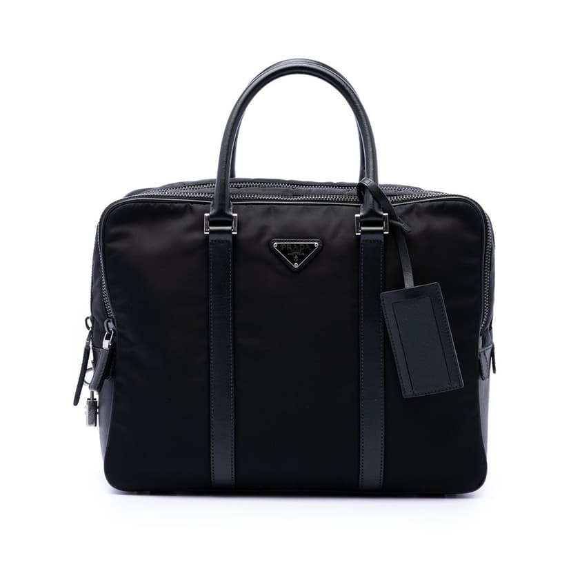 Prada Saffiano Trimmed Tessuto Business Bag