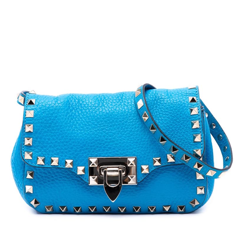Valentino Mini Pebbled Calfskin Rockstud Flap Crossbody
