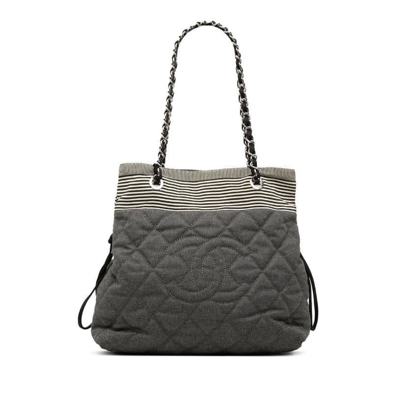 Chanel Medium Quilted Denim Bon Bon Tote