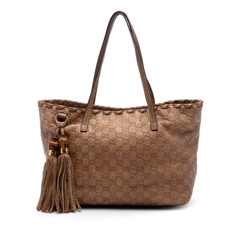 Gucci Medium Guccissima Bamboo Tassel Tote