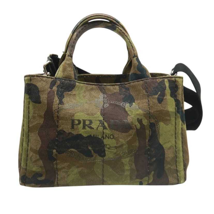 Prada حقيبة صغيرة من قماش الكانابا بشعار مموه