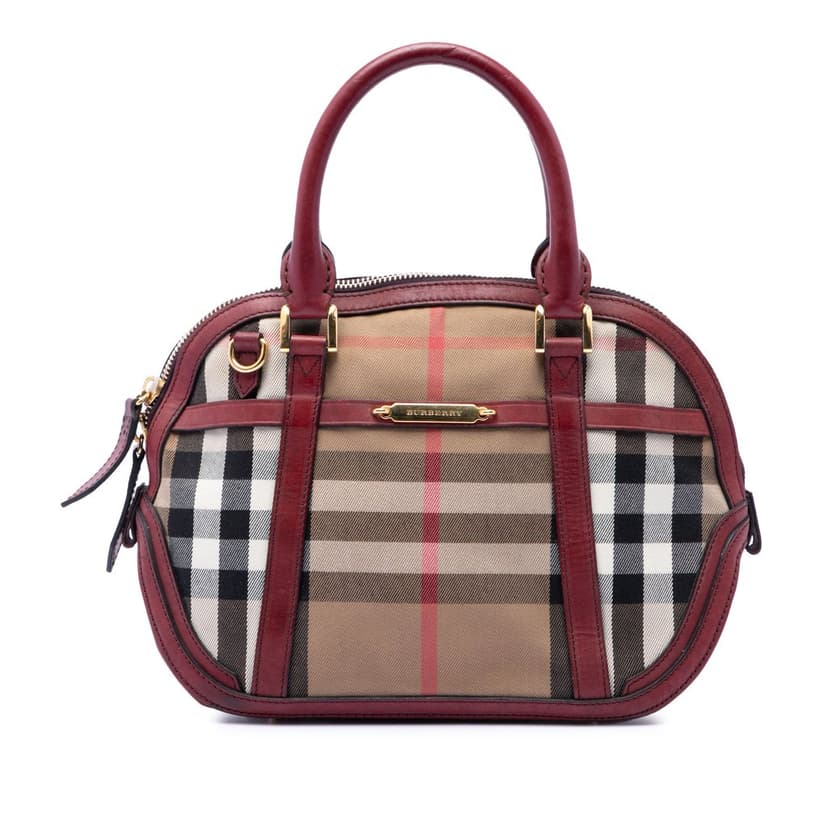 Burberry Small Leather Trimmed House Check Canvas Bridle Orchard Satchel