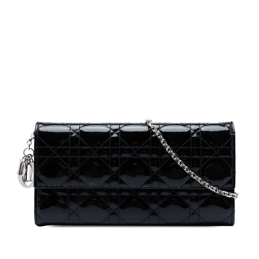 Dior Patent Cannage Lady Dior Wallet On Chain
