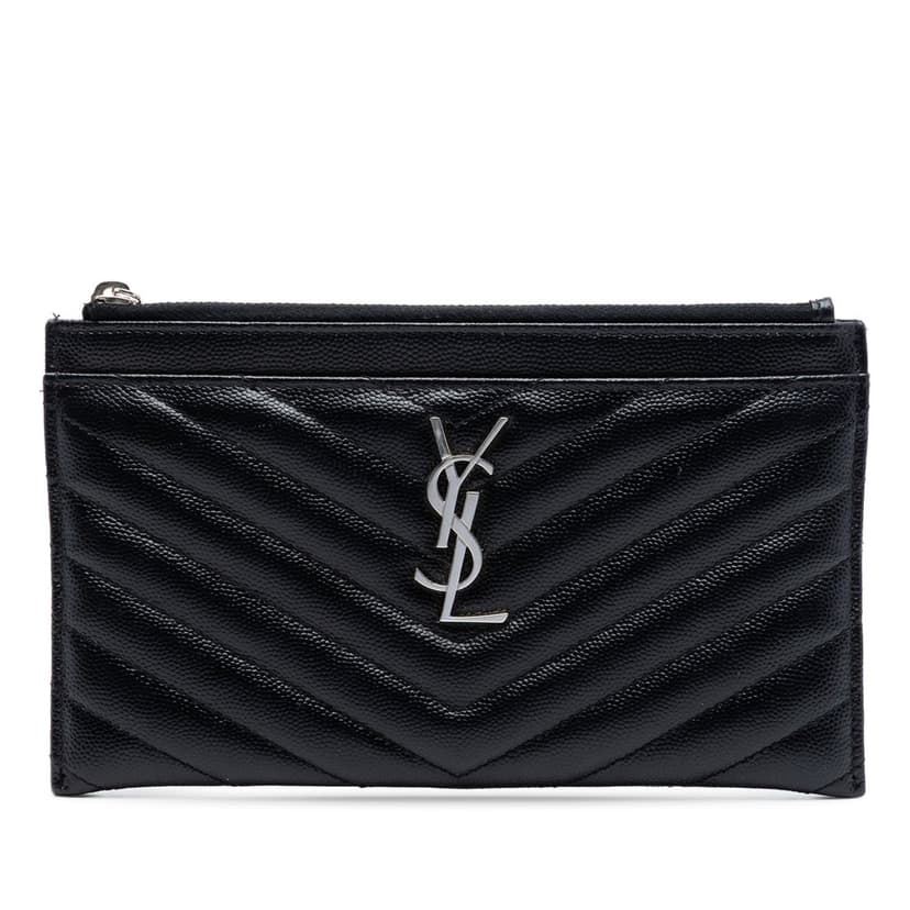 Saint Laurent Grain De Poudre Chevron Monogram Bill Pouch